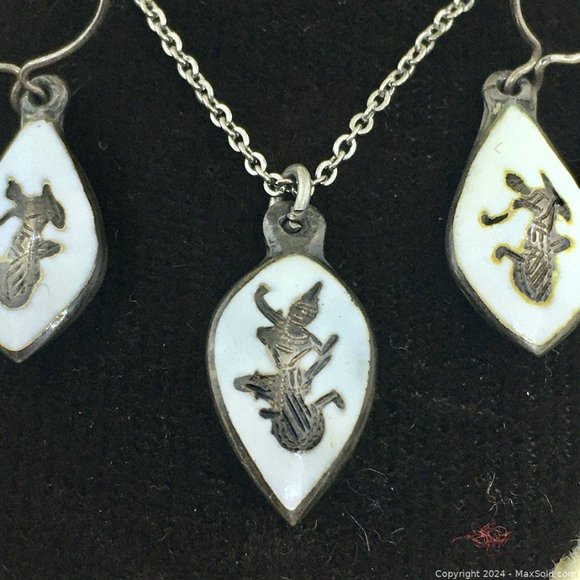 SIAM STERLING NECKLACE & EARRING SET IN ORIGINAL BOX - Picture 11 of 11